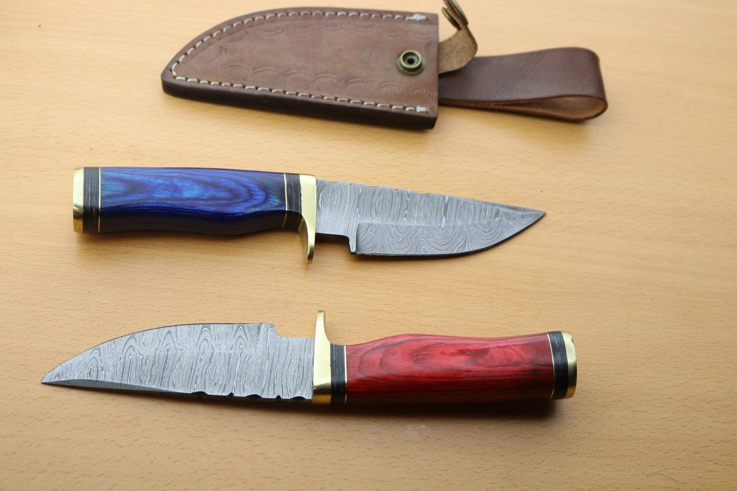 Combo 2: '8"in Handmade Damascus Steel Hunting/skinning Knife/pakka Wood Hunting Terror Defender 