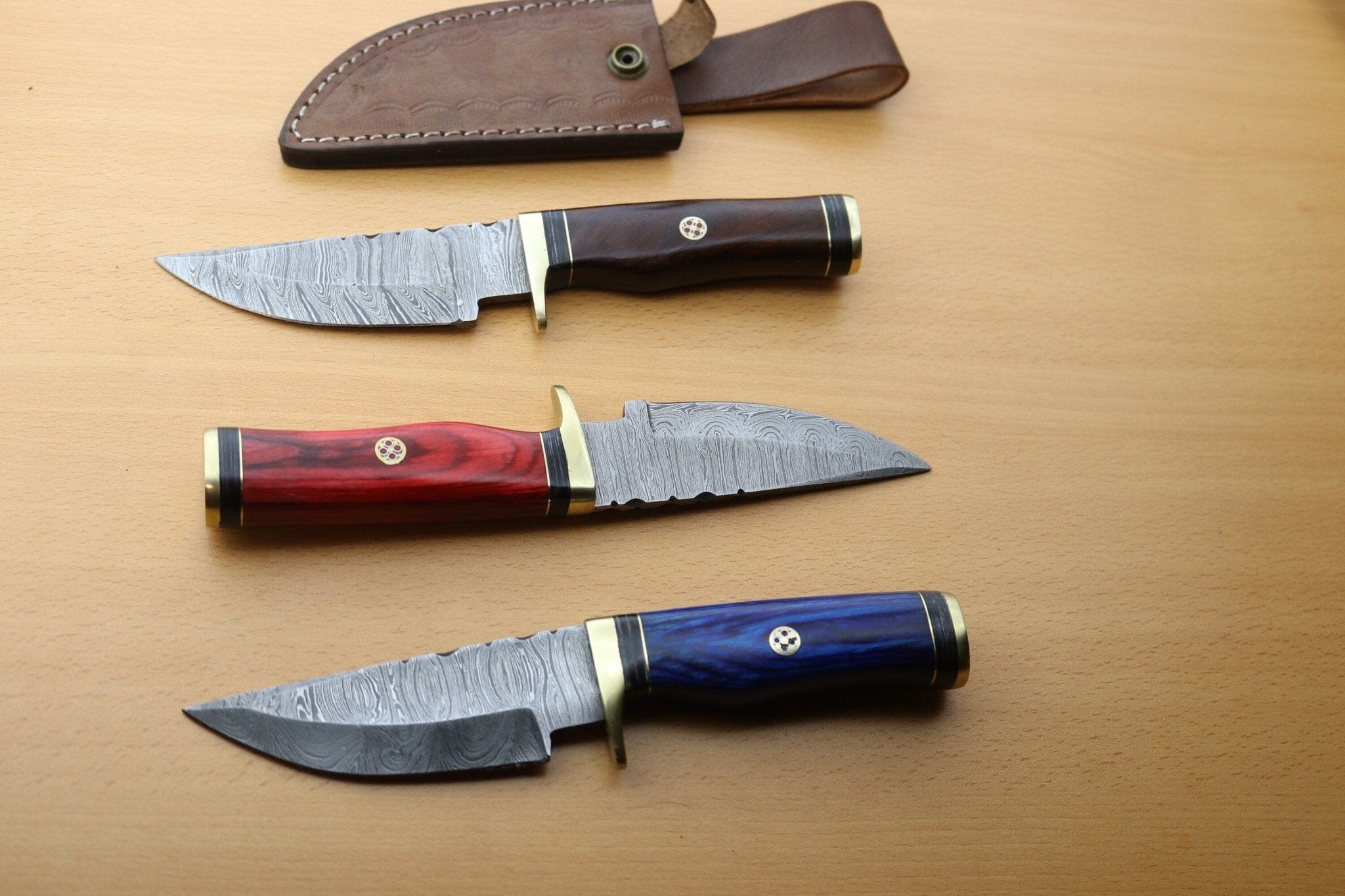 Combo 3: '8"in Handmade Damascus Steel Hunting/skinning Knife/pakka Wood Hunting Terror Defender 