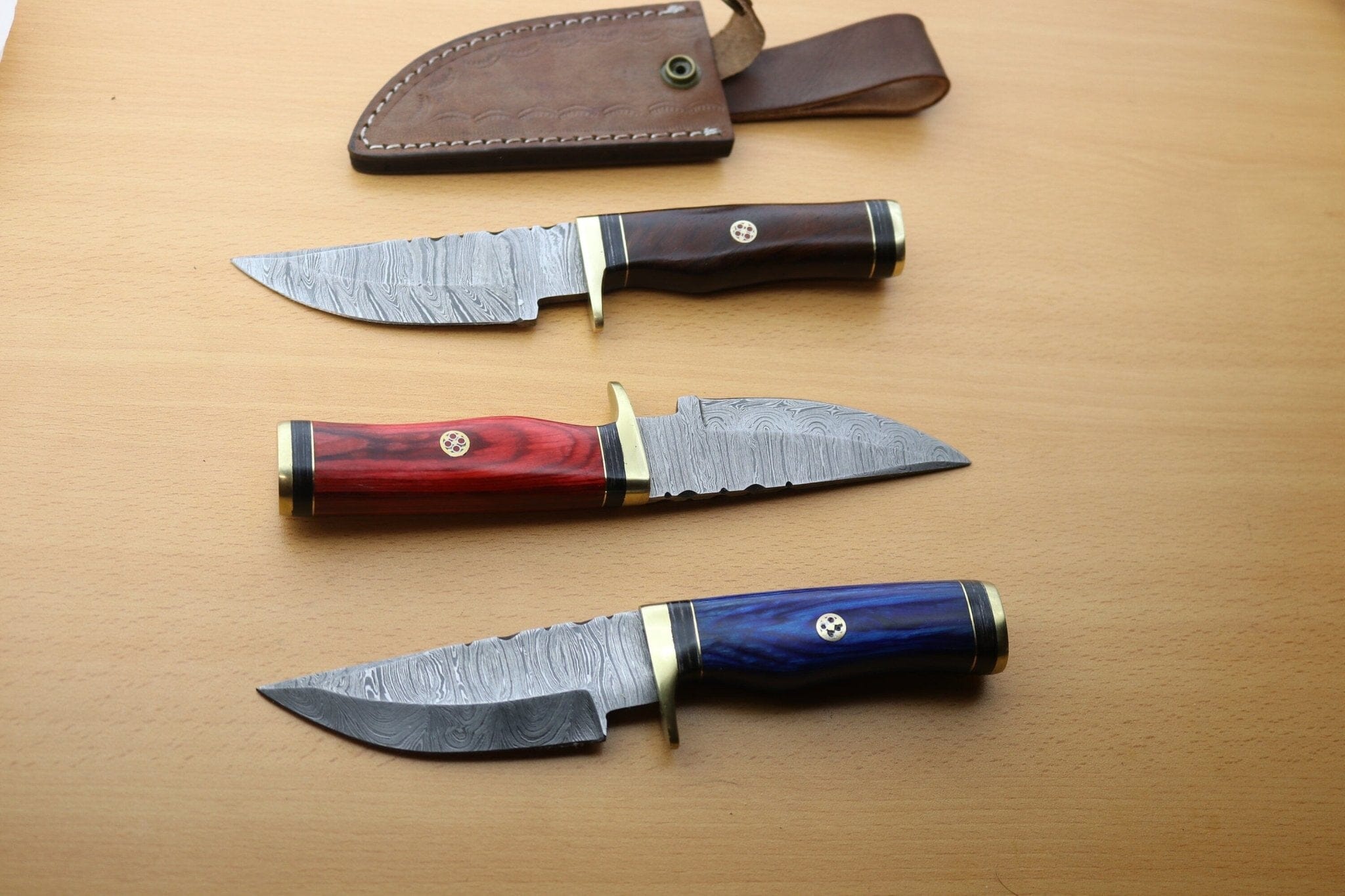 Combo 3: '8"in Handmade Damascus Steel Hunting/skinning Knife/pakka Wood Hunting Terror Defender 