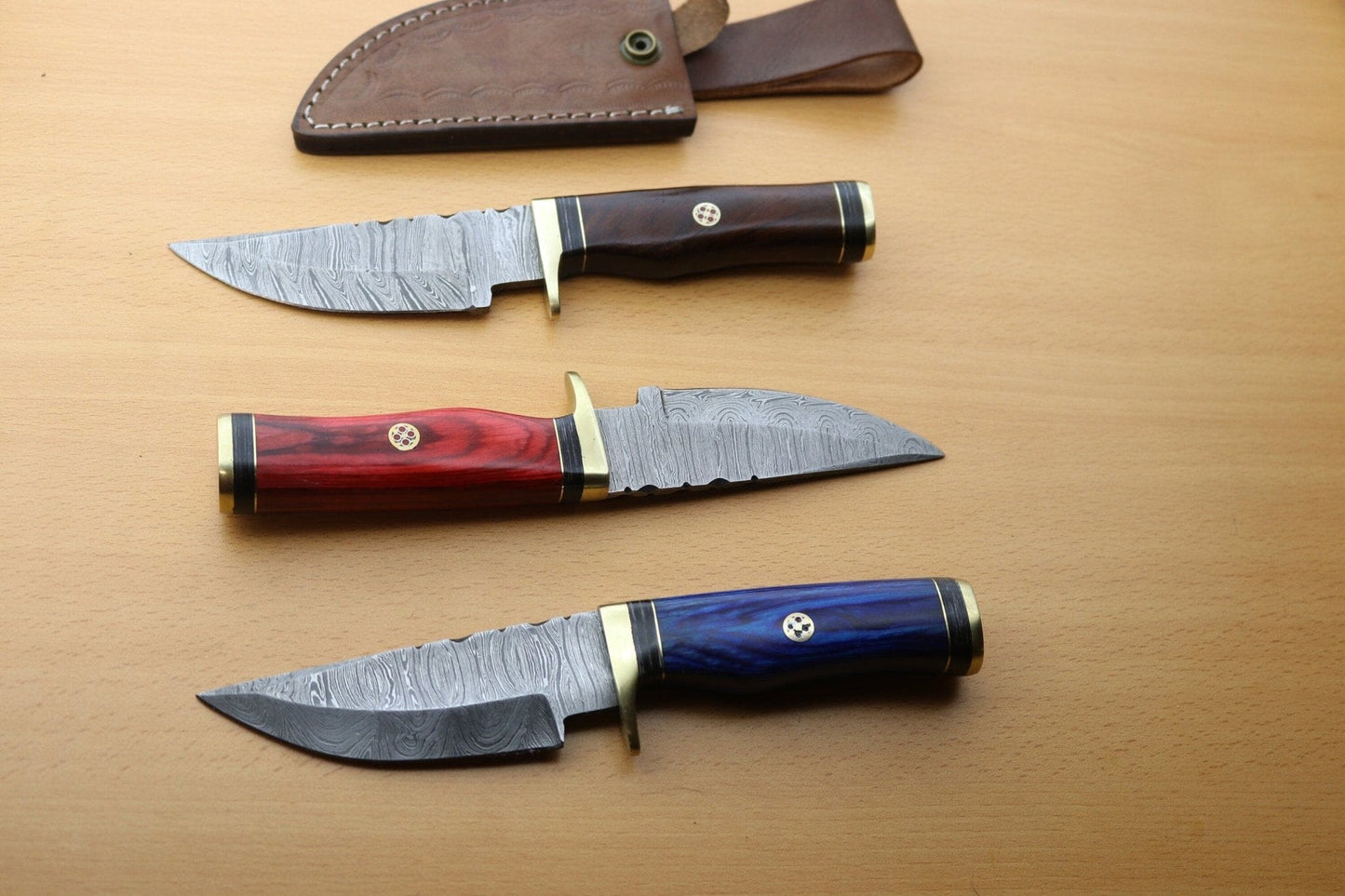 Combo 3: '8"in Handmade Damascus Steel Hunting/skinning Knife/pakka Wood Hunting Terror Defender 