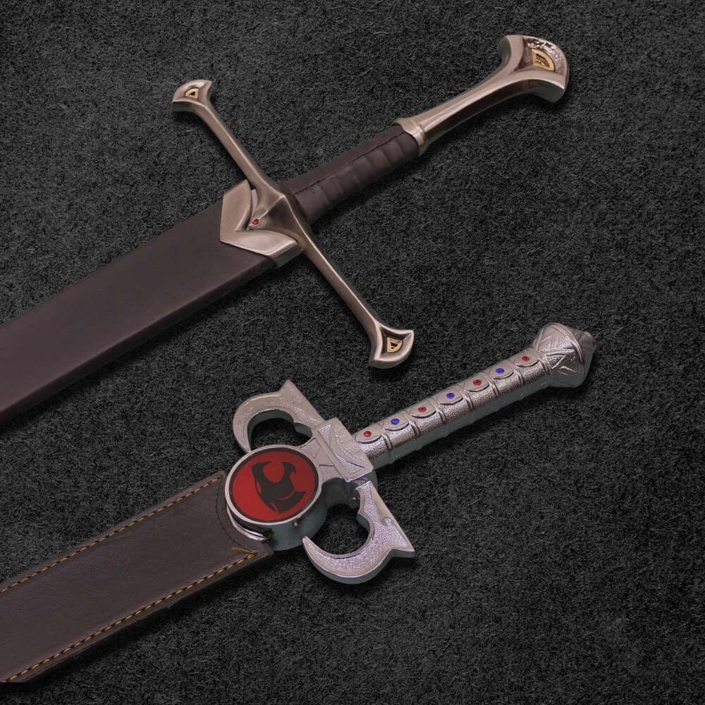 Combo Of 2: Anduril Sword of Narsil the King Aragorn Replica Sword And Thundercat Lionio Sword of Omens Fully Handmade Replica Costume Weapons Terror Defender 