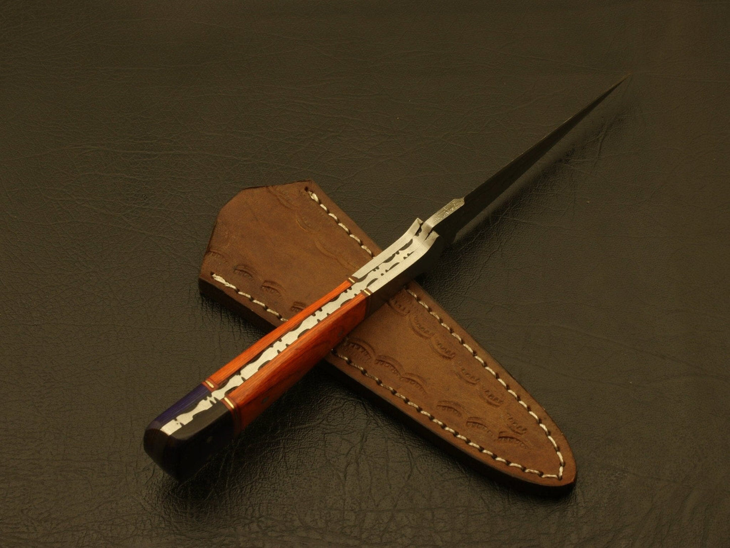 Combo Of 2 : Custom Handmade Damascus Steel Hunting Double Edge Dagger Boot Knife Hunting Terror Defender 