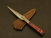 Combo Of 2 : Custom Handmade Damascus Steel Hunting Double Edge Dagger Boot Knife Hunting Terror Defender 