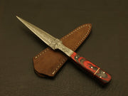 Combo of 2 :Custom Handmade Damascus Steel Hunting Double Edge Dagger Boot Knives with sheath Hunting Terror Defender 