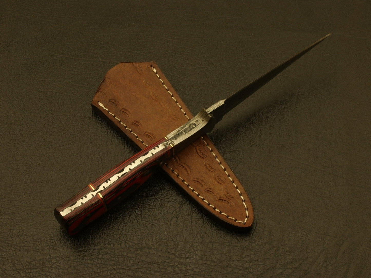 Combo of 2 :Custom Handmade Damascus Steel Hunting Double Edge Dagger Boot Knives with sheath Hunting Terror Defender 