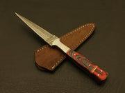 Combo of 2: Hand Forged Damascus Steel Hunting Double Edge Dagger Boot Knife with leather sheath Hunting Terror Defender 