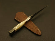 Combo of 2: Hand Forged Damascus Steel Hunting Double Edge Dagger Boot Knife with leather sheath Hunting Terror Defender 