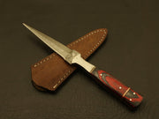 Combo of 2 : Handmade Custom Damascus Steel Hunting Double Edge Dagger Boot Knives with sheath Hunting Terror Defender 