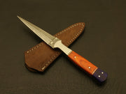 Combo of 2 : Handmade Custom Damascus Steel Hunting Double Edge Dagger Boot Knives with sheath Hunting Terror Defender 