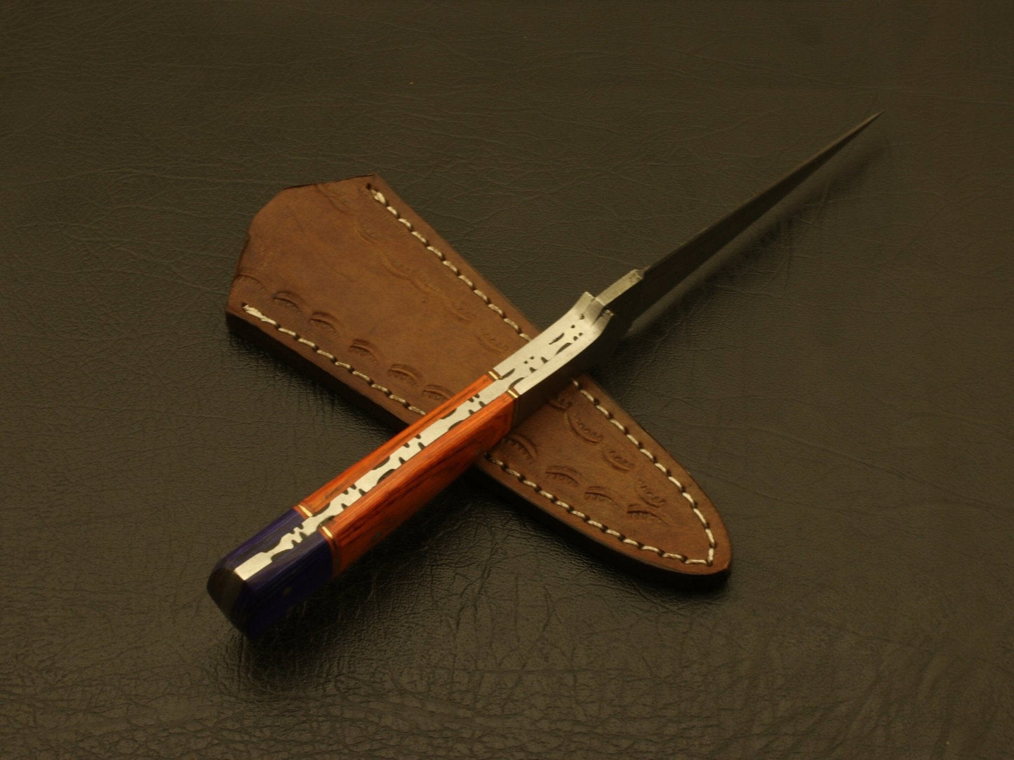 Combo of 2 : Handmade Custom Damascus Steel Hunting Double Edge Dagger Boot Knives with sheath Hunting Terror Defender 