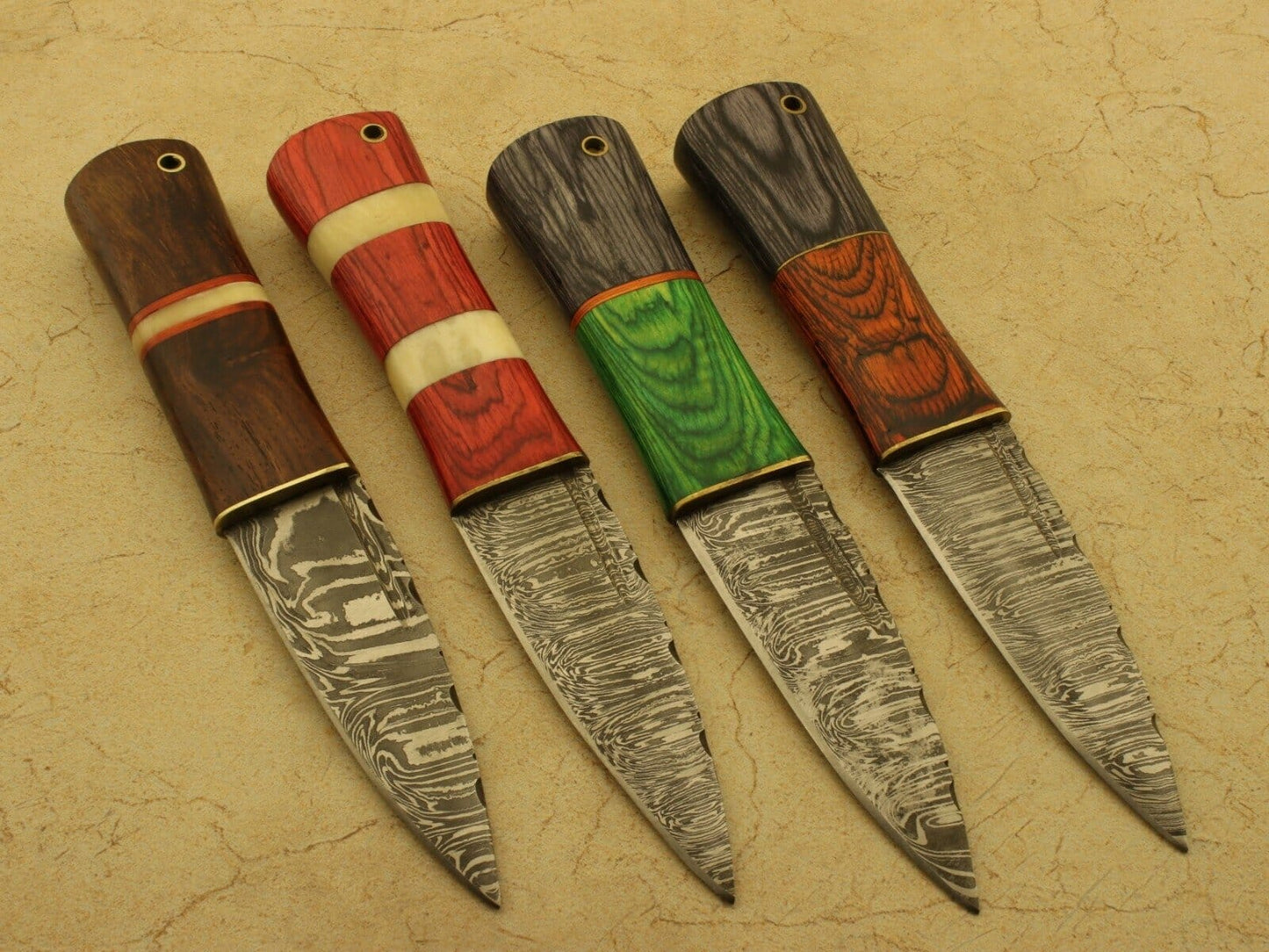 Combo Of 4: Handmade Celtic Scottish - Genuine Damascus Sgian Dubh Dirk knives With Sheath Groomsmen Gifts Terror Defender 