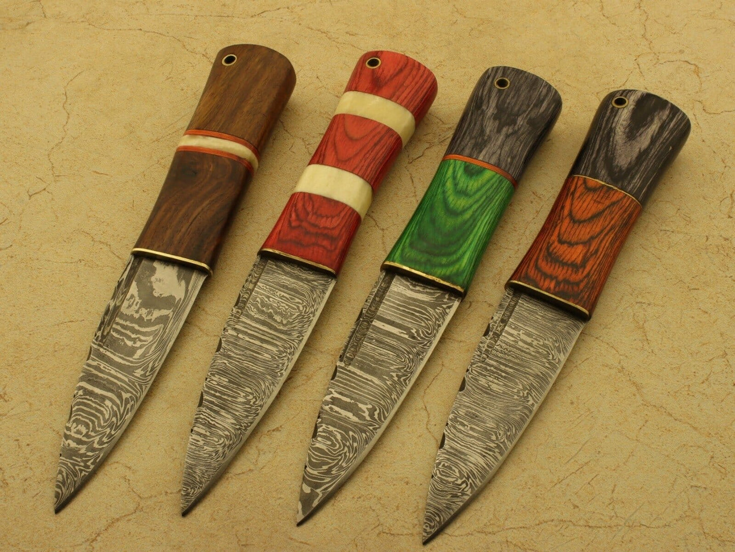 Combo Of 4: Handmade Celtic Scottish - Genuine Damascus Sgian Dubh Dirk knives With Sheath Groomsmen Gifts Terror Defender 