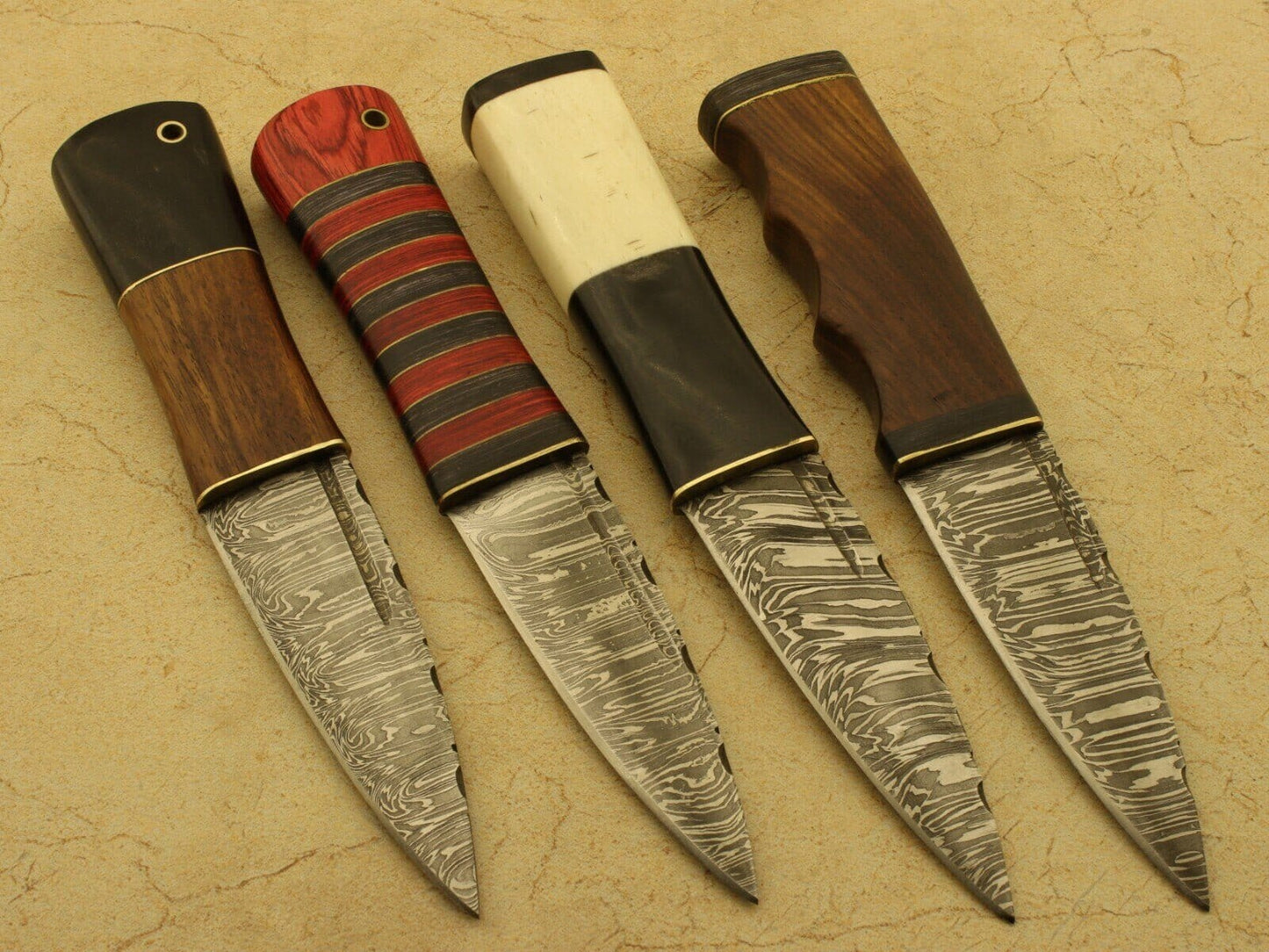 Combo Of 4: Handmade Celtic Scottish - Genuine Damascus Sgian Dubh Dirk knives With Sheath Hunting Terror Defender 