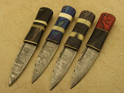 Combo Of 4: Handmade Celtic Scottish - Genuine Damascus Sgian Dubh Dirk knives With Sheath Groomsmen Gifts Terror Defender 