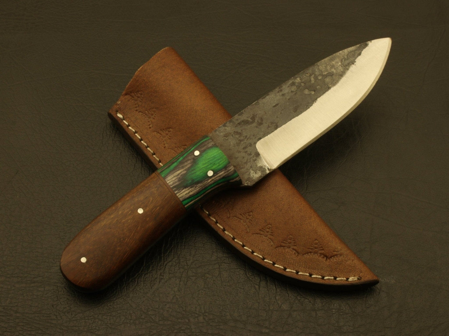 Crafted by Fire,One-of-a-Kind Hand Forged Railroad Spike Knife with Carbon Steel Blade and Custom Sheath Camping Terror Defender 