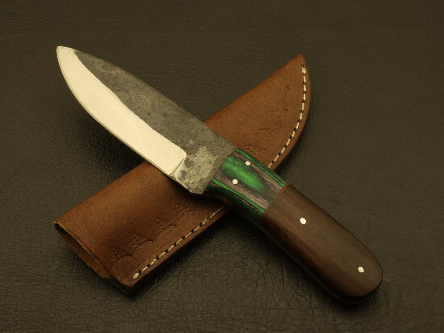 Crafted by Fire,One-of-a-Kind Hand Forged Railroad Spike Knife with Carbon Steel Blade and Custom Sheath Camping Terror Defender 