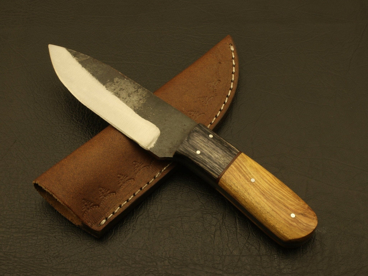 Crafted to Last,Hand Forged Railroad Spike Knife with Premium Carbon Steel Blade and Custom Sheath Hunting Terror Defender 