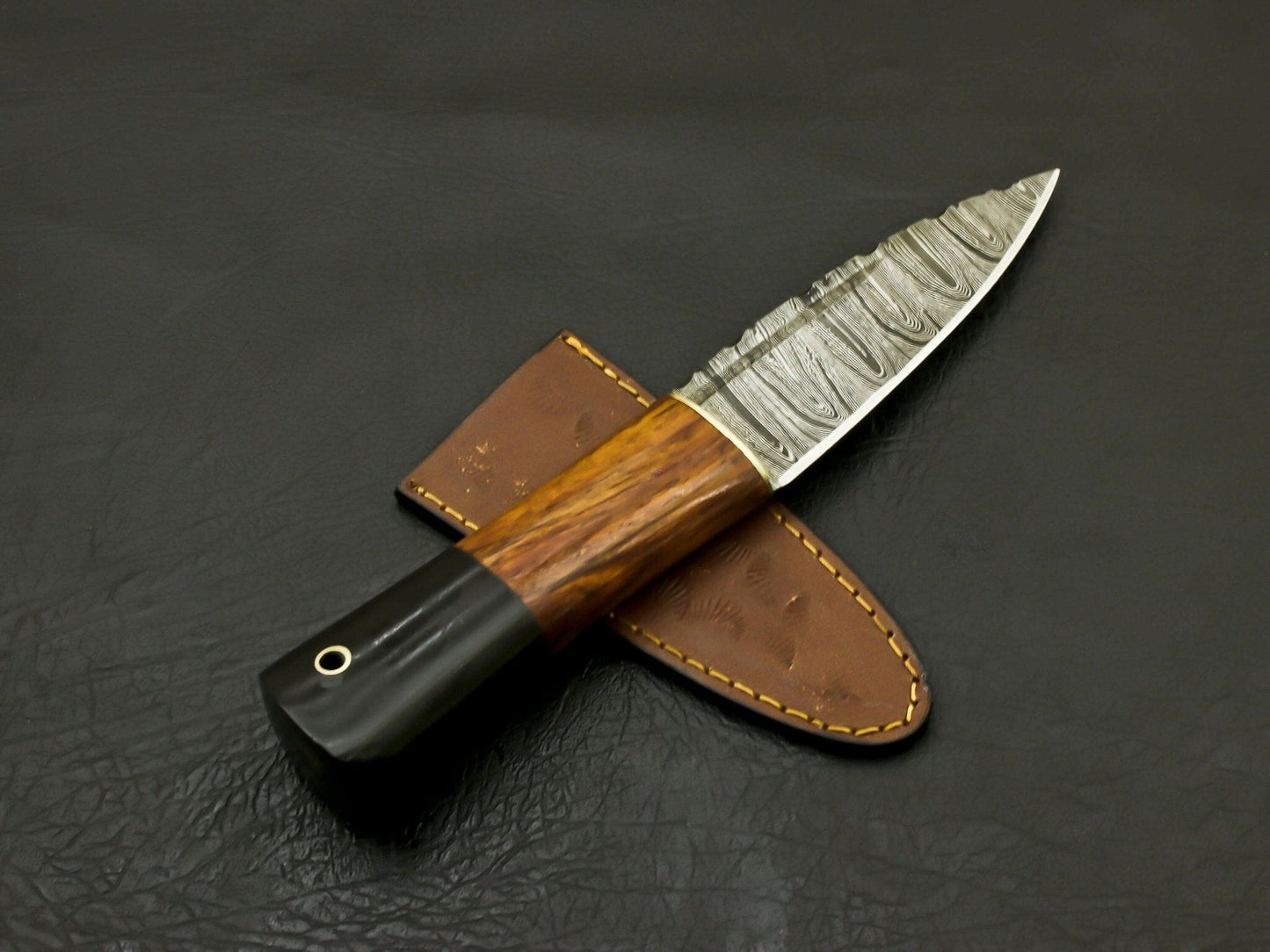 Custom Beautiful Handmade Damascus Steel Serrated Scottish Dirk Knife/ Sheath Hunting Terror Defender 