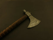 Custom Damascus Steel Tomahawk, HATCHET, AXE, INTEGRAL, Pipe Axe + Sheath Camping Terror Defender 