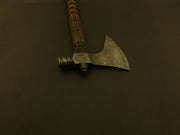 Custom Damascus Steel Tomahawk, HATCHET, AXE, INTEGRAL, Pipe Axe + Sheath Camping Terror Defender 