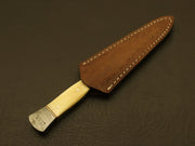 Custom Hand Forged Camel Bone Handle Knives Damascus Hunting /Skinning Knife With leather Sheath Knives Terror Defender 