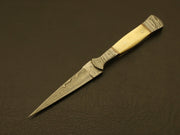 Custom Hand Forged Camel Bone Handle Knives Damascus Hunting /Skinning Knife With leather Sheath Knives Terror Defender 