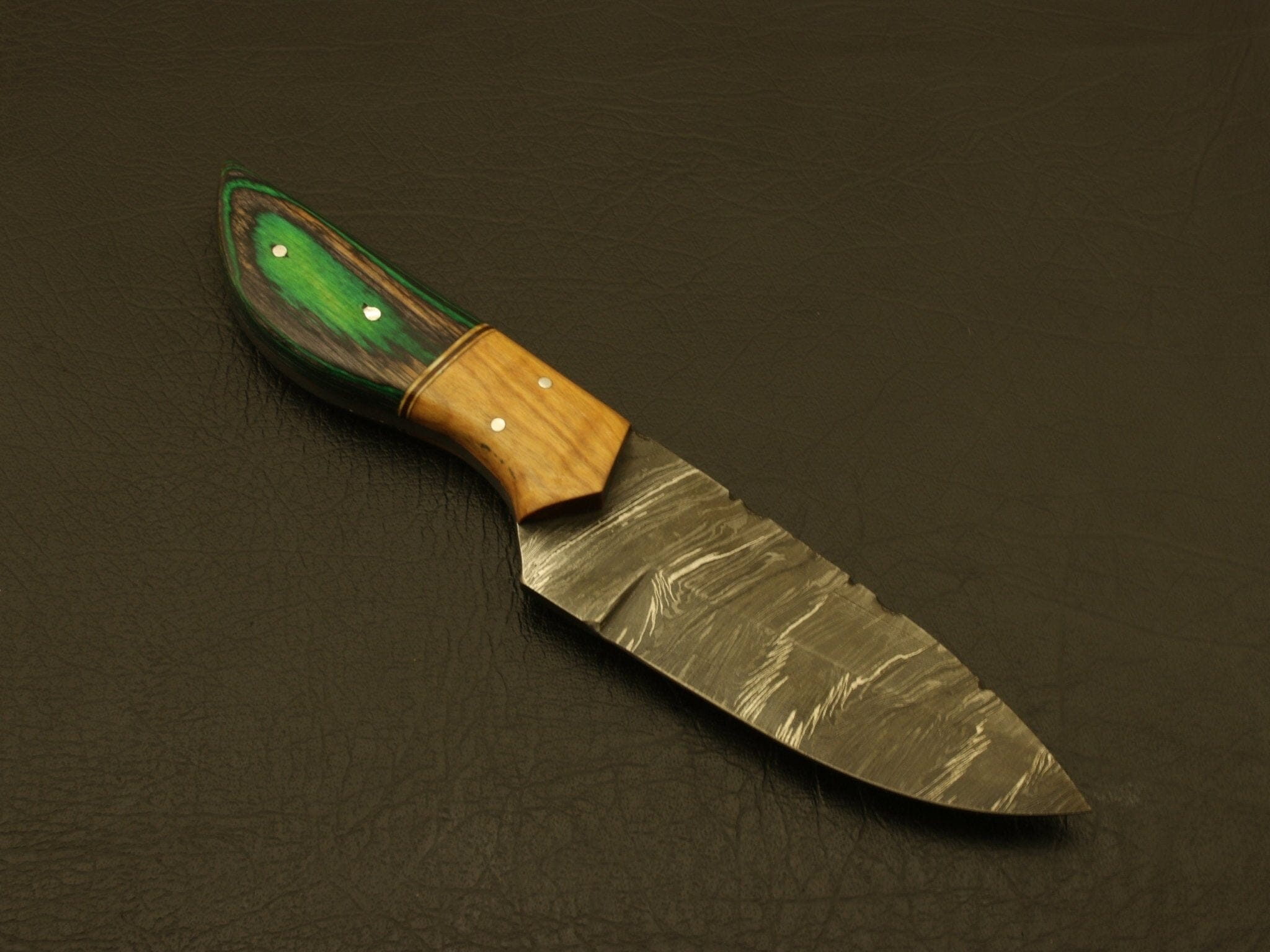 Custom hand forged Damascus steel hunting knife, full tang + sheath Hunting Terror Defender 