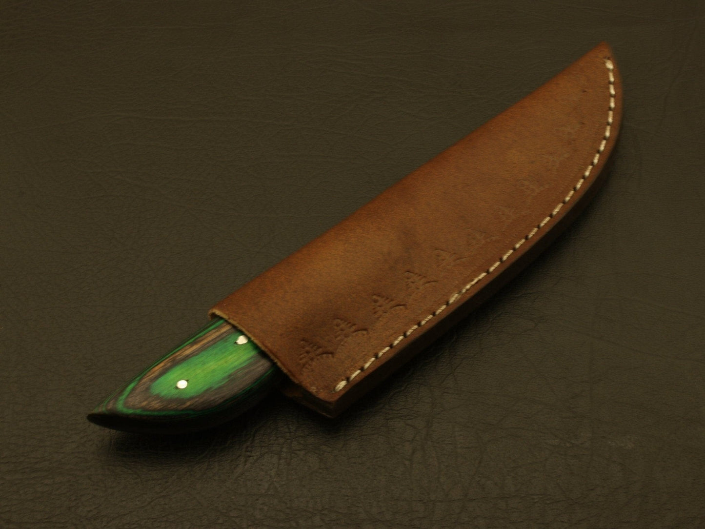 Custom hand forged Damascus steel hunting knife, full tang + sheath Hunting Terror Defender 