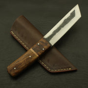 Custom Handmade 9''inch High Carbon steel Tanto Knife/Skinning Knife/PAKKA/Rose/Wood/Sheath Hunting Terror Defender 