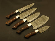 Custom Handmade Damascus Chef set Of 5pcs,Damascus Knife Set,Damascus Chef Knife,Full Kitchen Knife Set, Chef Set,Personalized gift/ sheath Hunting Terror Defender 