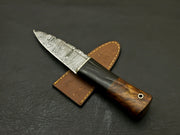 Custom Handmade Damascus Sgian Dubh Serrated edge Dirk Knife with leather sheath Hunting Terror Defender 