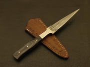 Custom Handmade Damascus Steel Hunting Double Edge Dagger Boot Knives Camping Terror Defender 