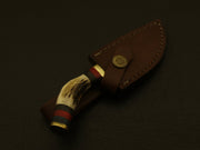 Custom Handmade Damascus Steel Hunting Stag Horn Handle & Sheath Costume Weapons Terror Defender 