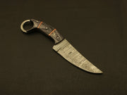 Custom handmade Damascus steel karambit knife Fixed Blade handle with horn & wood /sheath Hunting Terror Defender 