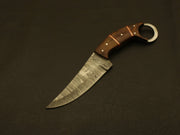 Custom handmade Damascus steel karambit knife Fixed Blade handle with horn & wood /sheath Hunting Terror Defender 