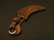 Custom handmade Damascus steel karambit knife handle with Rose wood /sheath Hunting Terror Defender 