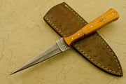 Custom Handmade Hand Forged Damascus Steel Hunting Double Edge Dagger Boot Knife Knives Terror Defender 