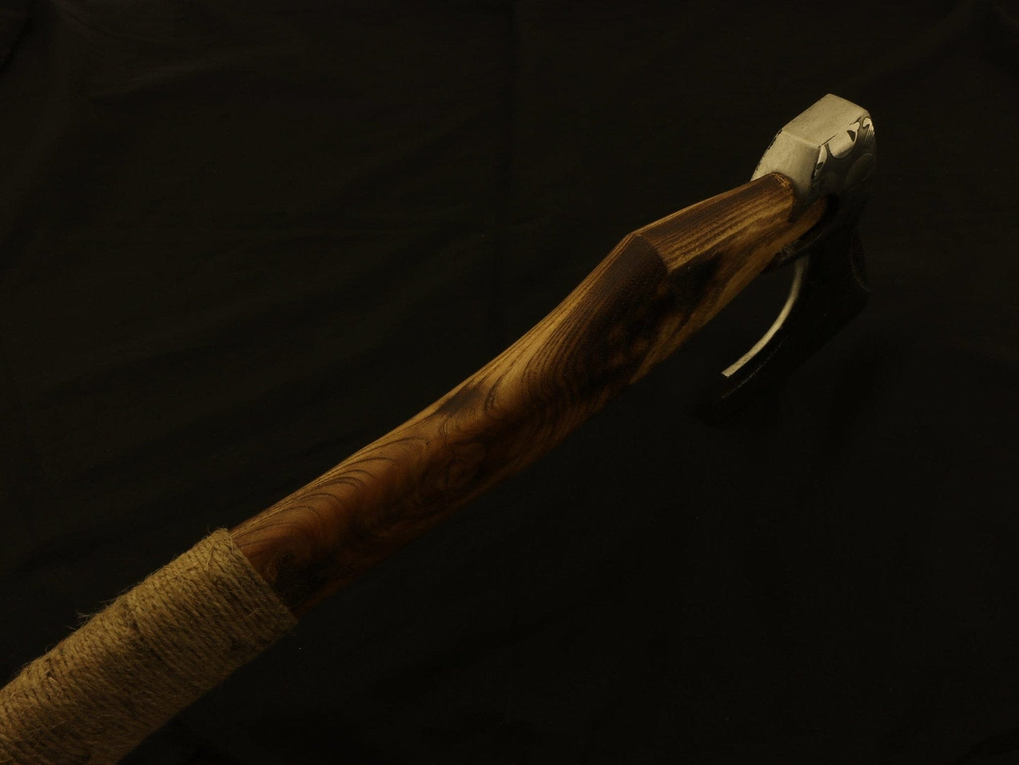 Custom Handmade Viking Axe Carbon Steel with Full Handle wrap Rose Wood Handle. Camping Terror Defender 