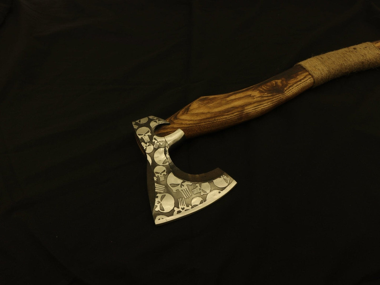 Custom Handmade Viking Axe Carbon Steel with Full Handle wrap Rose Wood Handle. Camping Terror Defender 