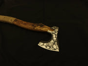 Custom Handmade Viking Axe Carbon Steel with Full Handle wrap Rose Wood Handle. Camping Terror Defender 