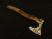 Custom Handmade Viking Axe Carbon Steel with Full Handle wrap Rose Wood Handle. Camping Terror Defender 