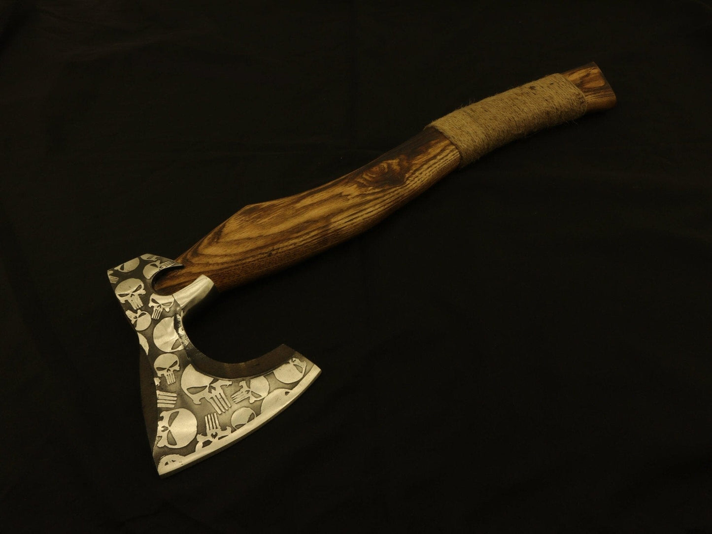 Custom Handmade Viking Axe Carbon Steel with Full Handle wrap Rose Wood Handle. Camping Terror Defender 