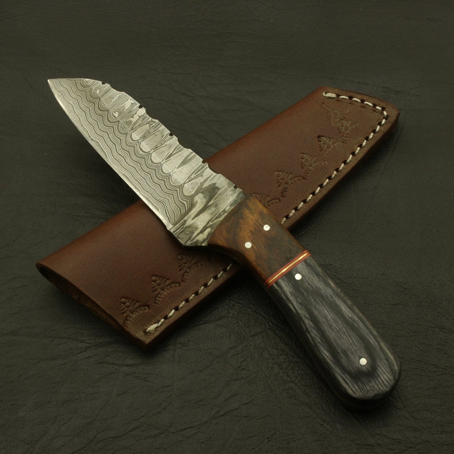 Cutting Edge Custom Hand Forged superb pattern Damascus Steel 7" Hunting/skinning Knife/paka/rose/wood/sheath Hunting Terror Defender 