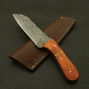 Cutting Edge Custom Hand Forged superb pattern Damascus Steel 7" Hunting/skinning Knife/paka/rose/wood/sheath Camping Terror Defender 