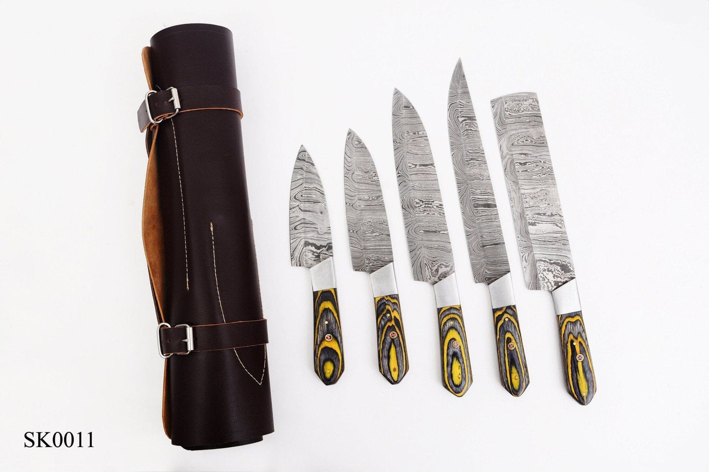 Damascus Steel Chef Kitchen Knife Set With Wood & Steel Guard Handle Hunting Terror Defender 