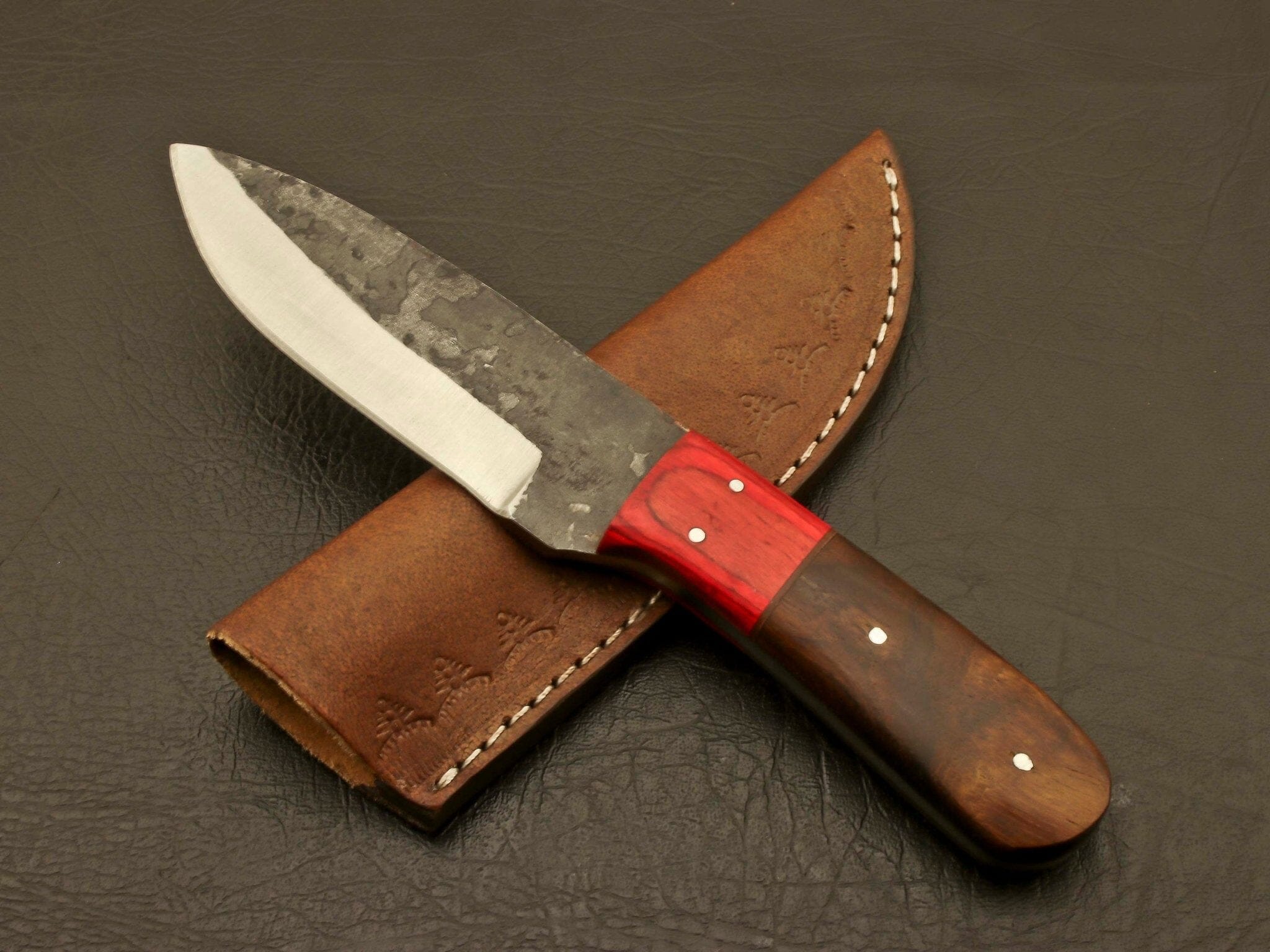 Forged to Perfection,Handcrafted Railroad Spike Knife with Carbon Steel Blade and Custom Leather Sheath Hunting Terror Defender 