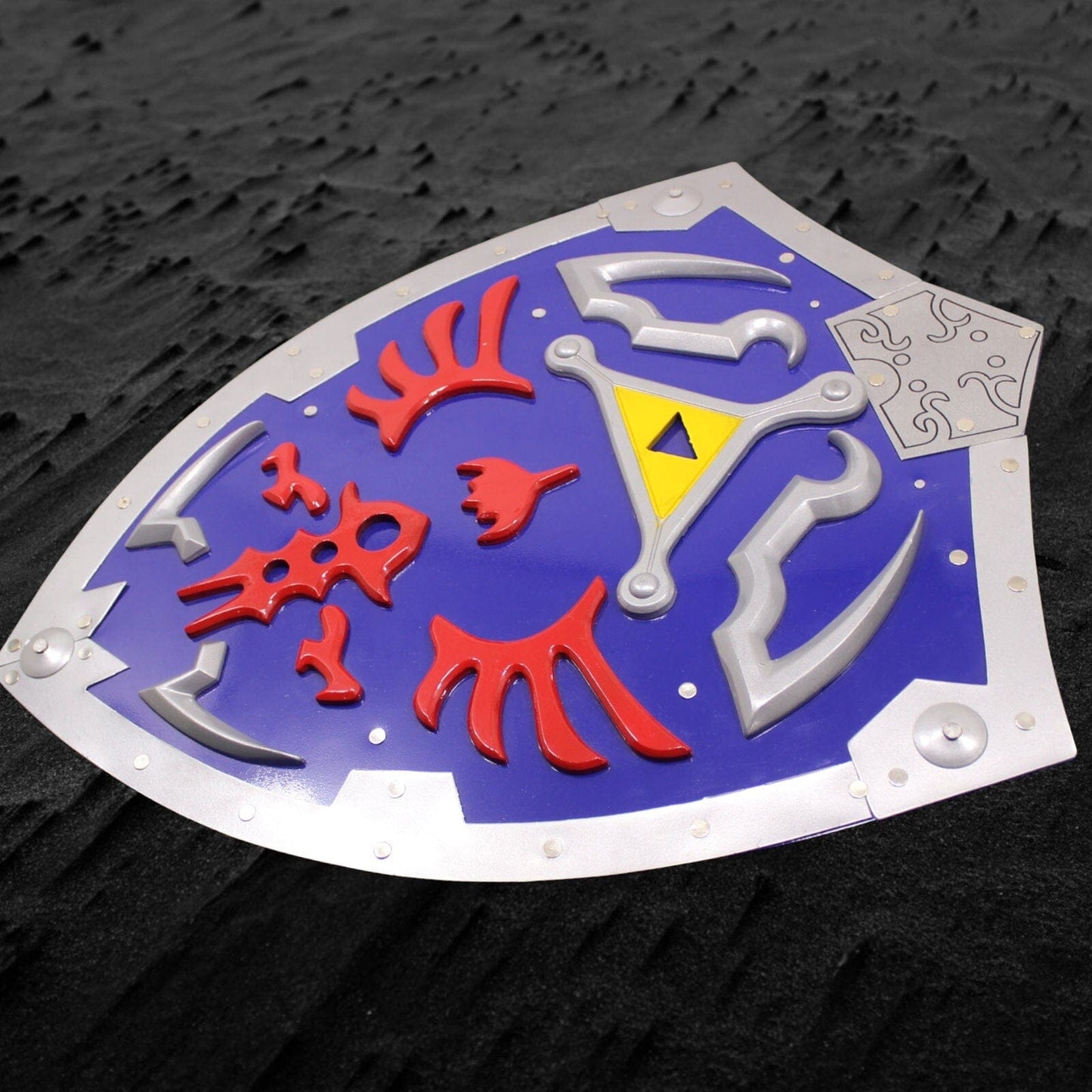 Fully Handmade Link Dark Hylian Shield Replica from Video Game (Blue Edition) Costume Weapons Terror Defender 