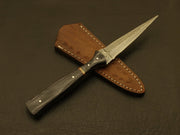 Hand Forged Damascus Steel Hunting Double Edge Dagger Boot Knife Camping Terror Defender 