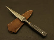 Hand Forged Damascus Steel Hunting Double Edge Dagger Boot Knife Camping Terror Defender 