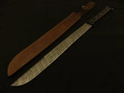 Hand Forged Damascus Steel Hunting Machete Comes With Leather Sheath Costume Weapons Terror Defender 